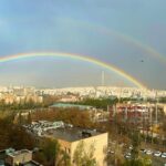 ببینید | پدیدار شدن رنگین کمان زیبا در آسمان تهران پس از باران عصرگاهی