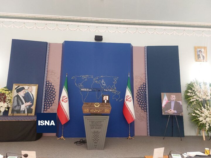سالن سخنگویی وزارت امور خارجه در سوگ امیر عبداللهیان