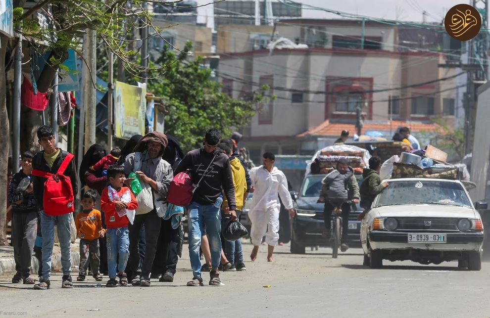 (تصاویر) فرار ساکنان رفح در پی تهدیدات و حملات اسرائیل