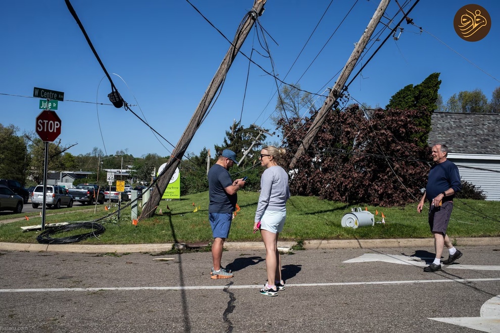 (تصاویر) خسارات طوفان در ایالت میشیگان آمریکا