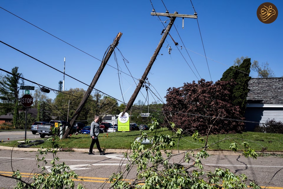 (تصاویر) خسارات طوفان در ایالت میشیگان آمریکا