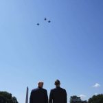 ببینید | استقبال ترامپ از رئیس جمهور لهستان با جنگنده‌های آمریکایی برای یادبود خلبان جنگنده F16 لهستانی