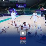 مراسم اهدا مدال قهرمانی به تیم فوتسال ایران در بازیهای کشورهای اسلامی