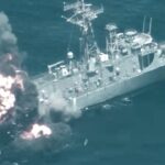 ببینید | لحظه غرق شدن یک ناوچه ناتو در جریان رزمایش نظامی