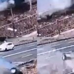 ببینید | فاجعه در جاده؛ لحظه سقوط خودرو به کانال زهکشی