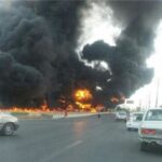 ببینید | آتش‌سوزی بنزین نشت‌کرده در جوی آب مهار شد