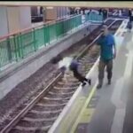ببینید | لحظه سقوط یک شهروند کانادایی روی ریل مترو