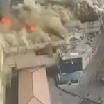 ببینید | آتش‌سوزی شدید بازار جنت آباد تهران از نمای بالا