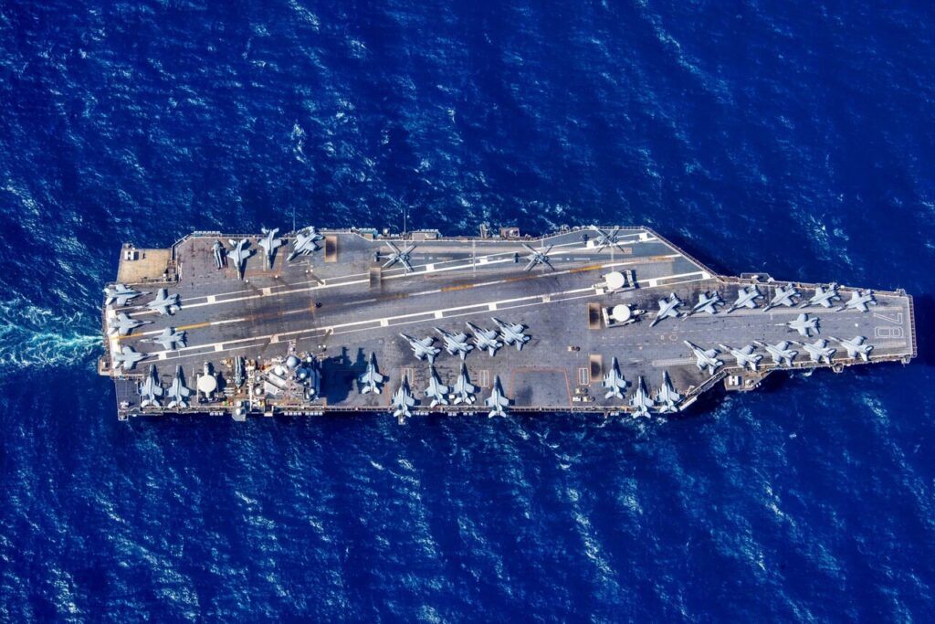 ببینید | اولین تصاویر از ورود ناو هواپیمابر جرال فورد به دریای مدیترانه