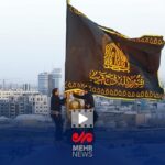 حال‌وهوای خادمان هنگام تعویض پرچم گنبد حرم امام رضا(ع)