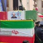 آیین وداع با پیکر مطهر شهید علی لاریجانی در حرم بانوی کرامت