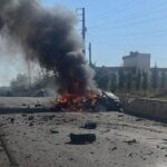 ببینید | حمله پهپادی رژیم اسرائیل به یک خودرو در شرق لبنان
