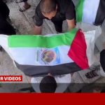 تشییع دسته جمعی پیکر ۱۰۰ شهید در غزه